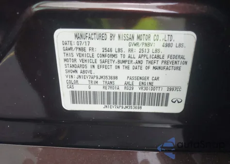 2018 Infiniti Q50 3.0T Luxe z USA, uszkodzony, nr VIN JN1EV7AP9JM353698